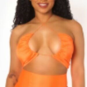 PRINCESS POLLY Size 4 Bright Orange Two Piece Swimwear Bikini High Waist
